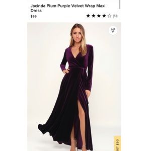 Lulu’s Plum Velvet Wrap Maxi Dress
